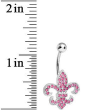 Load image into Gallery viewer, Pink Gem Fabulous Fleur de Lis Belly Ring
