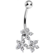 Load image into Gallery viewer, Crystalline Gem Trio of Flowers Belly Ring
