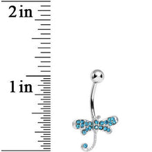 Load image into Gallery viewer, Aqua Gem Lazy Dragonfly Belly Ring
