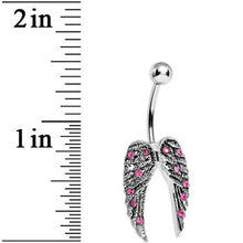 Load image into Gallery viewer, Pink Gem Magnificent Angel Wings Belly Ring
