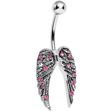 Load image into Gallery viewer, Pink Gem Magnificent Angel Wings Belly Ring
