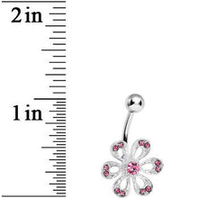 Load image into Gallery viewer, Pink Gem Sparkling Spring Flower Belly Ring
