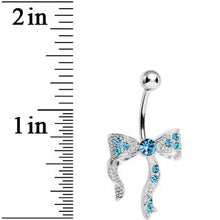 Load image into Gallery viewer, Aqua Gem Bewitching Bow Belly Ring
