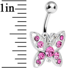 Load image into Gallery viewer, Pink Gem Glamorous Butterfly Belly Ring
