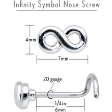 Load image into Gallery viewer, 20G Gleaming Infinity Symbol Nose Screw
