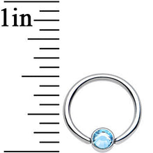 Load image into Gallery viewer, 16G 3/8 Aqua Gem Steel BCR Captive Ring 4mm Flat Disc
