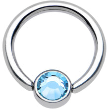 Load image into Gallery viewer, 16G 5/16 Aqua Gem Titanium BCR Captive Ring 4mm Flat Disc
