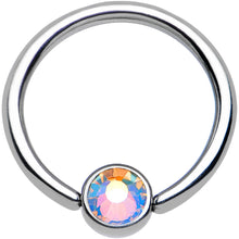 Load image into Gallery viewer, 16G 3/8 Aurora Gem Disc Stainless Steel BCR Captive Ring
