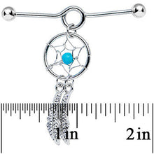 Load image into Gallery viewer, 14G Faux Turquoise Southwest Dreamcatcher Dangle Project Bar 38mm
