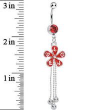 Load image into Gallery viewer, Red Gem Blooming Love Red Spring Flower Dangle Belly Ring
