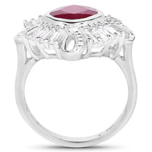 Load image into Gallery viewer, 2.66 Carat Glass Filled Ruby and White Topaz .925 Sterling Silver Ring
