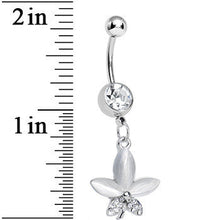 Load image into Gallery viewer, Clear Gem Blooming White Pearly Flower Dangle Belly Ring
