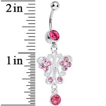 Load image into Gallery viewer, Pink Gem Elegant Symmetry Butterfly Dangle Belly Ring
