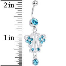 Load image into Gallery viewer, Aqua Gem Elegant Symmetry Butterfly Dangle Belly Ring
