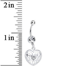 Load image into Gallery viewer, Clear Gem Flattering Hollow Heart Dangle Belly Ring
