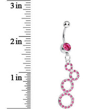 Load image into Gallery viewer, Pink Gem Paved Double Eight Dangle Belly Ring
