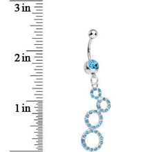 Load image into Gallery viewer, Aqua Gem Paved Double Eight Dangle Belly Ring

