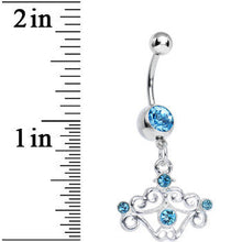 Load image into Gallery viewer, Aqua Gem Fancy Swirled Cupcake Dangle Belly Ring

