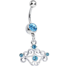Load image into Gallery viewer, Aqua Gem Fancy Swirled Cupcake Dangle Belly Ring
