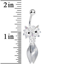 Load image into Gallery viewer, Aurora Gem Gleaming Feathers Surprised Owl Dangle Belly Ring
