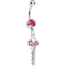 Load image into Gallery viewer, Pink Gem Jazzy Glam Key Dangle Belly Ring
