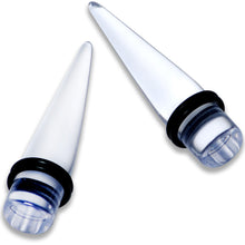 Load image into Gallery viewer, 00G to 1 inch 18 Piece Clear Acrylic Ear Stretching Taper Kit
