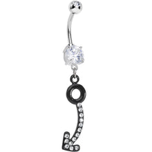 Load image into Gallery viewer, Clear Gem Black Glamour Arrow Dangle Belly Ring
