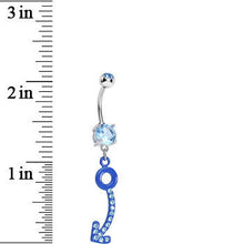 Load image into Gallery viewer, Aqua Gem Blue Glamour Arrow Dangle Belly Ring

