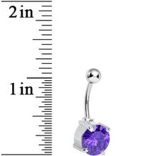 Load image into Gallery viewer, Purple Gem Round Brilliant Solitaire Belly Ring
