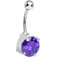 Load image into Gallery viewer, Purple Gem Round Brilliant Solitaire Belly Ring
