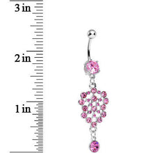 Load image into Gallery viewer, Pink Gem Pool of Sparkle Dangle Belly Ring
