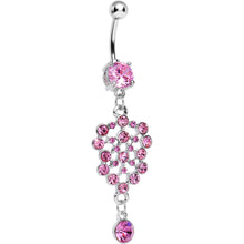 Load image into Gallery viewer, Pink Gem Pool of Sparkle Dangle Belly Ring
