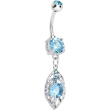 Load image into Gallery viewer, Aqua Gem Glamorous Falling Leaf Dangle Belly Ring
