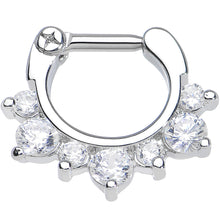 Load image into Gallery viewer, 14G 1/4 Seven Clear Cubic Zirconia Septum Clicker
