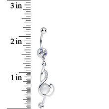 Load image into Gallery viewer, Clear Gem White Ball Musical Note Dangle Belly Ring
