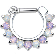 Load image into Gallery viewer, 14G 1/4 Alluring Faux Opal and Light Purple Gem Septum Clicker
