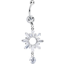 Load image into Gallery viewer, Clear CZ Clear Crystal Burst Dangle Belly Ring
