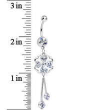 Load image into Gallery viewer, Clear CZ Clear Four Heart Clover Dangle Belly Ring
