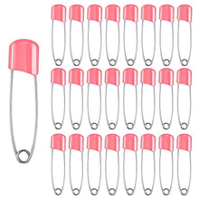 Load image into Gallery viewer, 50Pcs Baby Safety Pins Plastic Head Cloth Diaper Pins Stainless Steel Sewing Safety Pins for Quilting Knitting Stitch Markers Stainless Steel Nappy Pins for Quilting Sewing Locking Safety Pins
