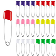 Load image into Gallery viewer, 50Pcs Baby Safety Pins Plastic Head Cloth Diaper Pins Stainless Steel Sewing Safety Pins for Quilting Knitting Stitch Markers Stainless Steel Nappy Pins for Quilting Sewing Locking Safety Pins
