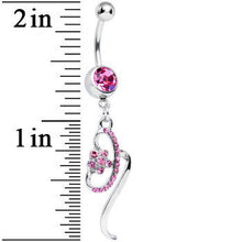 Load image into Gallery viewer, Pink Gem Twisting Flower Ribbon Dangle Belly Ring
