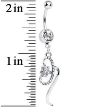 Load image into Gallery viewer, Clear Gem Twisting Flower Ribbon Dangle Belly Ring
