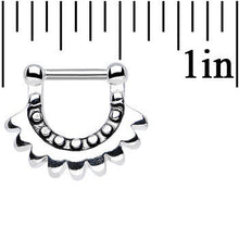 Load image into Gallery viewer, 16G 1/4 Stainless Steel Aztec Moon Septum Clicker

