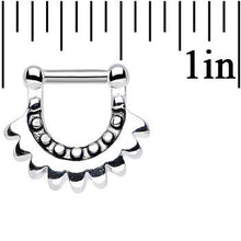 Load image into Gallery viewer, 14G 1/4 Stainless Steel Aztec Moon Septum Clicker
