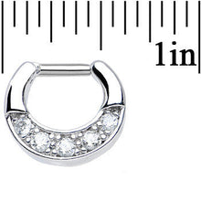 Load image into Gallery viewer, 14G 1/4 Five Round Clear Cubic Zirconia Septum Clicker

