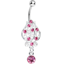 Load image into Gallery viewer, Pink Gem Brilliant Rosebud Dangle Belly Ring
