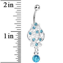 Load image into Gallery viewer, Aqua Gem Brilliant Rosebud Dangle Belly Ring
