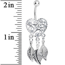 Load image into Gallery viewer, Crystalline Gem Filigree Heart Dreamcatcher Dangle Belly Ring
