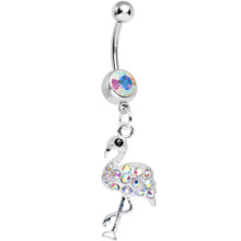 Load image into Gallery viewer, Aurora Gem Ready to Party Flamingo Dangle Belly Ring
