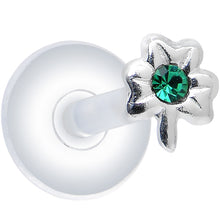 Load image into Gallery viewer, 925 Silver Clear Green Cubic Zirconia Shamrock Push-In Labret Monroe
